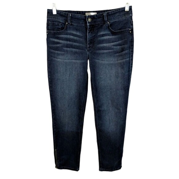 SO SLIMMING by Chicos Skinny Jeans w Ankle Zipper  Women's (0.5) US 6  Dark Wash - Picture 1 of 9